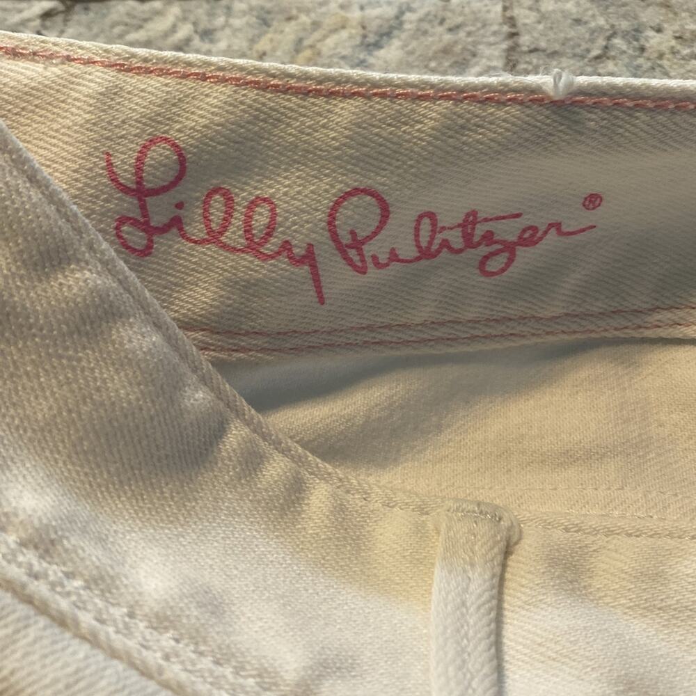 Sz 6 Lilly Pulitzer white straight crop jeans - Picture 4 of 12
